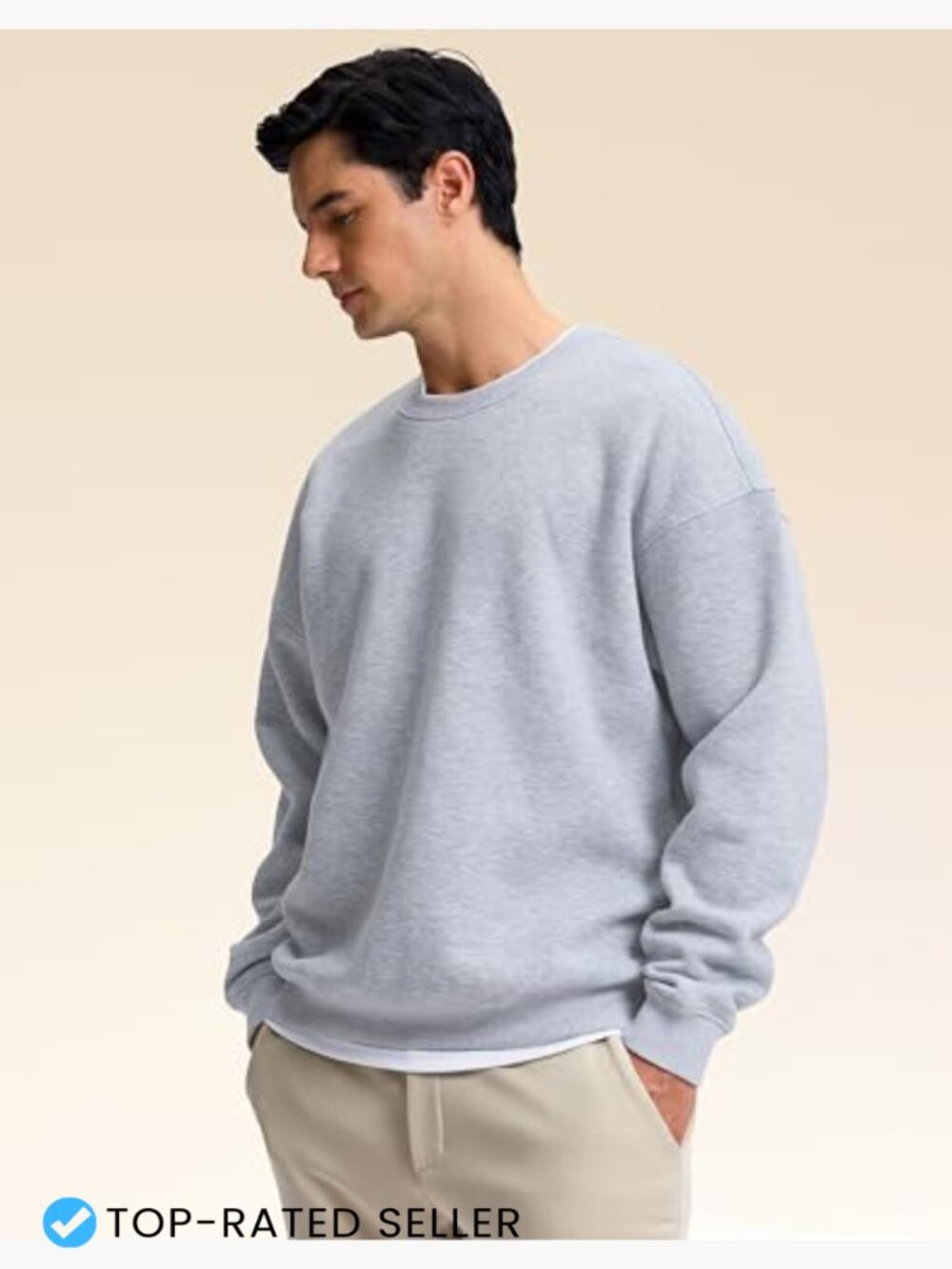 Mens Fleece Lined Crewneck Sweatshirt Oversized Pullover Athletic Workout - Picture 3 of 7
